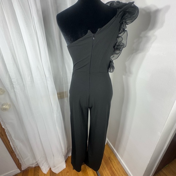 Chic Black One-Shoulder Jumpsuit with Ruffle Detail - Picture 7 of 7